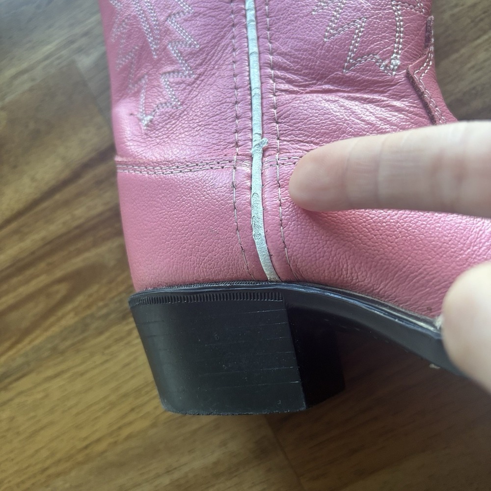 OLD WEST Pink Corona Leather Pull-On Cowboy Western Boots Toddler Girl Size 9.5D - Picture 6 of 16